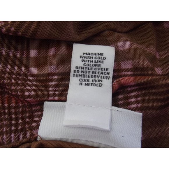 Just Polly Corset Top Jr XL Brown Pink Plaid peasant off-shoulder shirt blouse - Picture 7 of 7